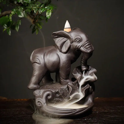 Zisha Elephant Incense Burner Home Decor Figurine